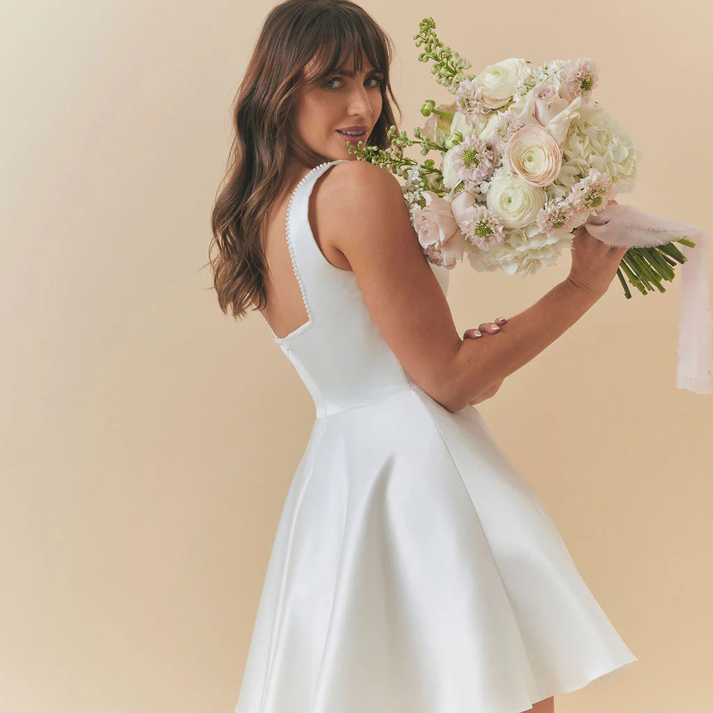 Celeste Duchess Satin Skater Dress - Image 3