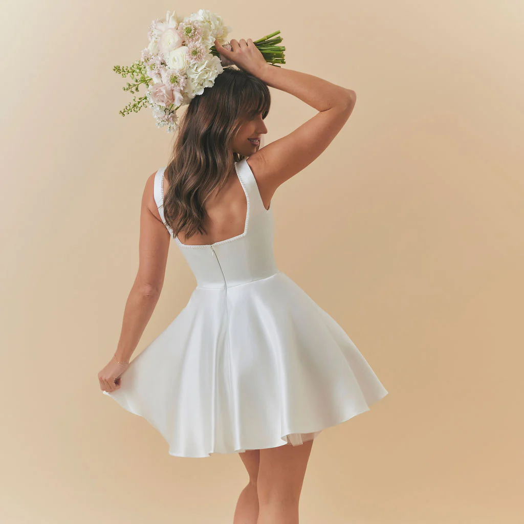 Celeste Duchess Satin Skater Dress - Image 5