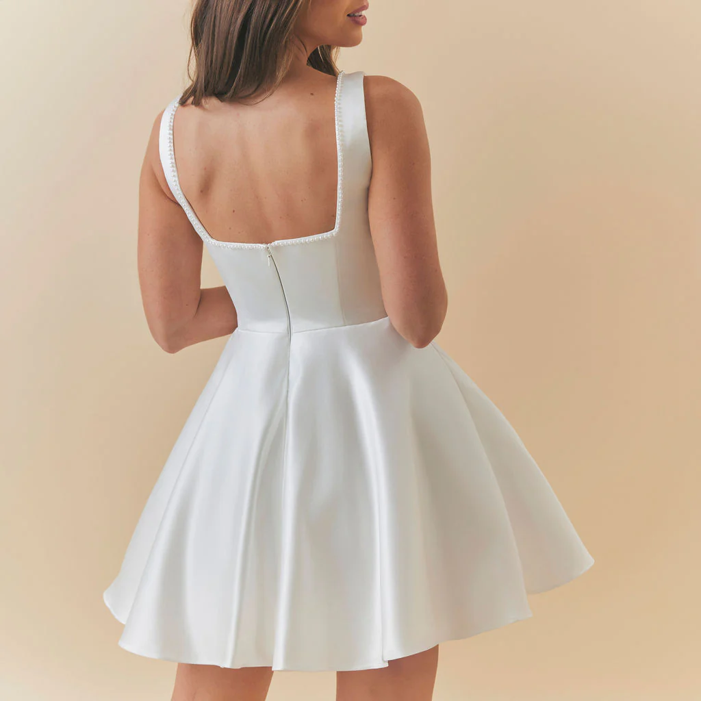 Celeste Duchess Satin Skater Dress - Image 6